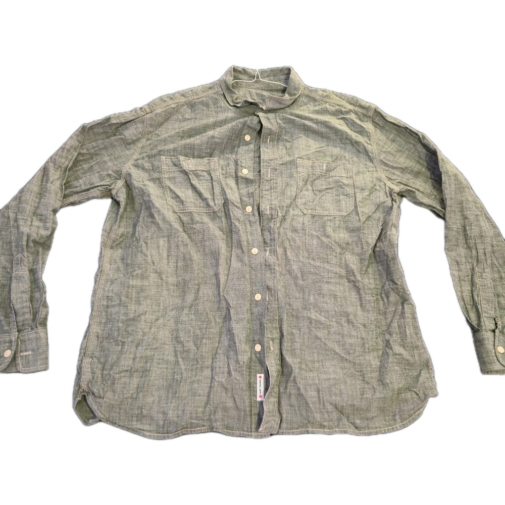 Lucky Brand‎ Dungarees Shirt Men's XL Gray Chambray Gene Montesano Workwear